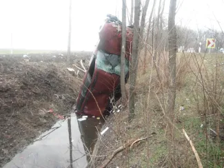 Személygépjármű fának ütközött