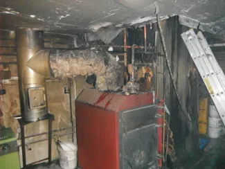 Kazánház égett.